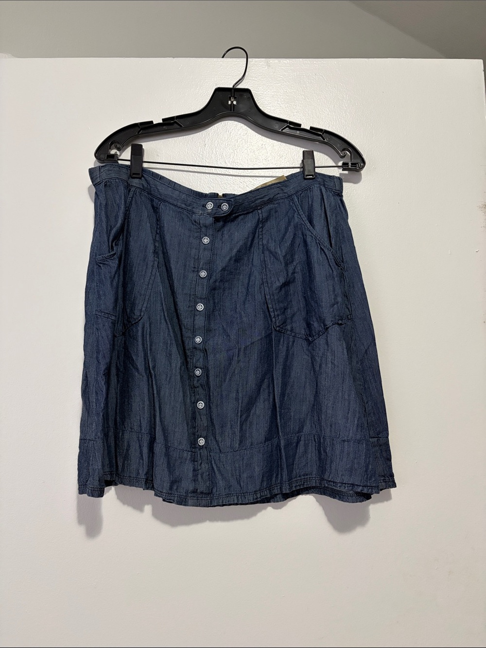 Democracy Dark Blue Button-Front Mini Skirt